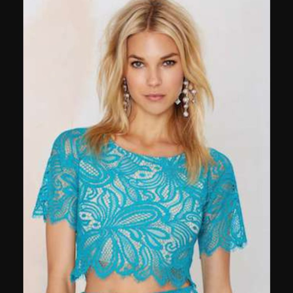 For Love & Lemons x Nasty Girl Wild Flower Embroidered Crop Top
